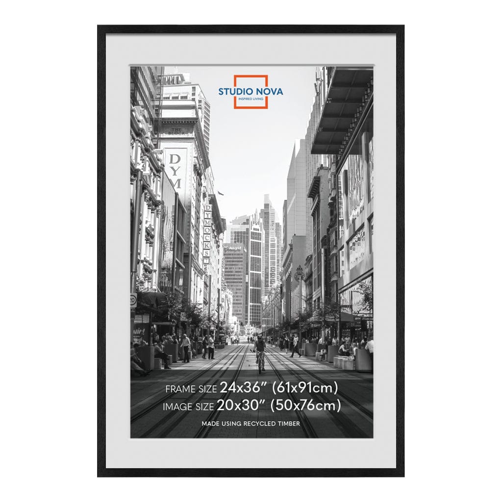 24X36 Poster Frame Black, Display Pictures 20X30 with Mat or 24X36