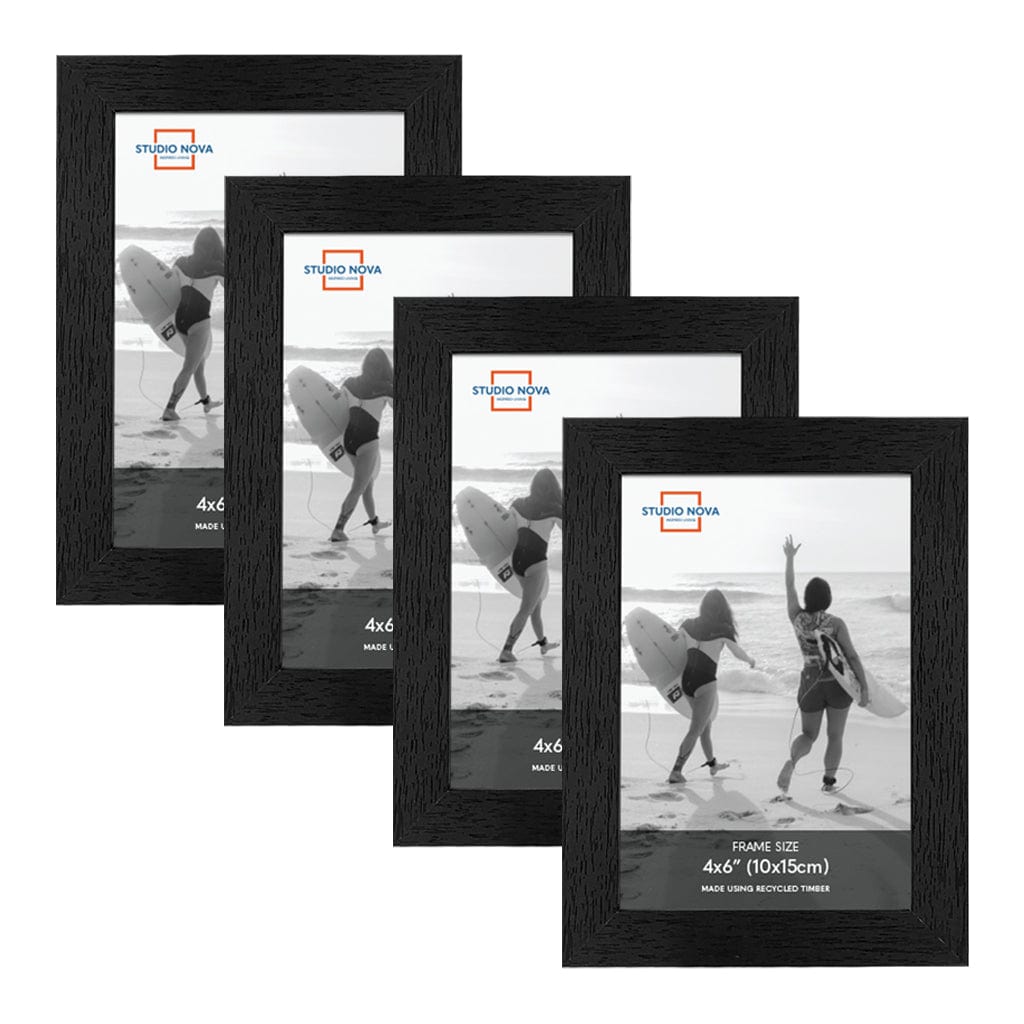 Studio Nova 4x6in Premium Wooden Black Photo Frame Set of 4 from our Studio Nova Home Basics Frame Bundles collection by Studio Nova