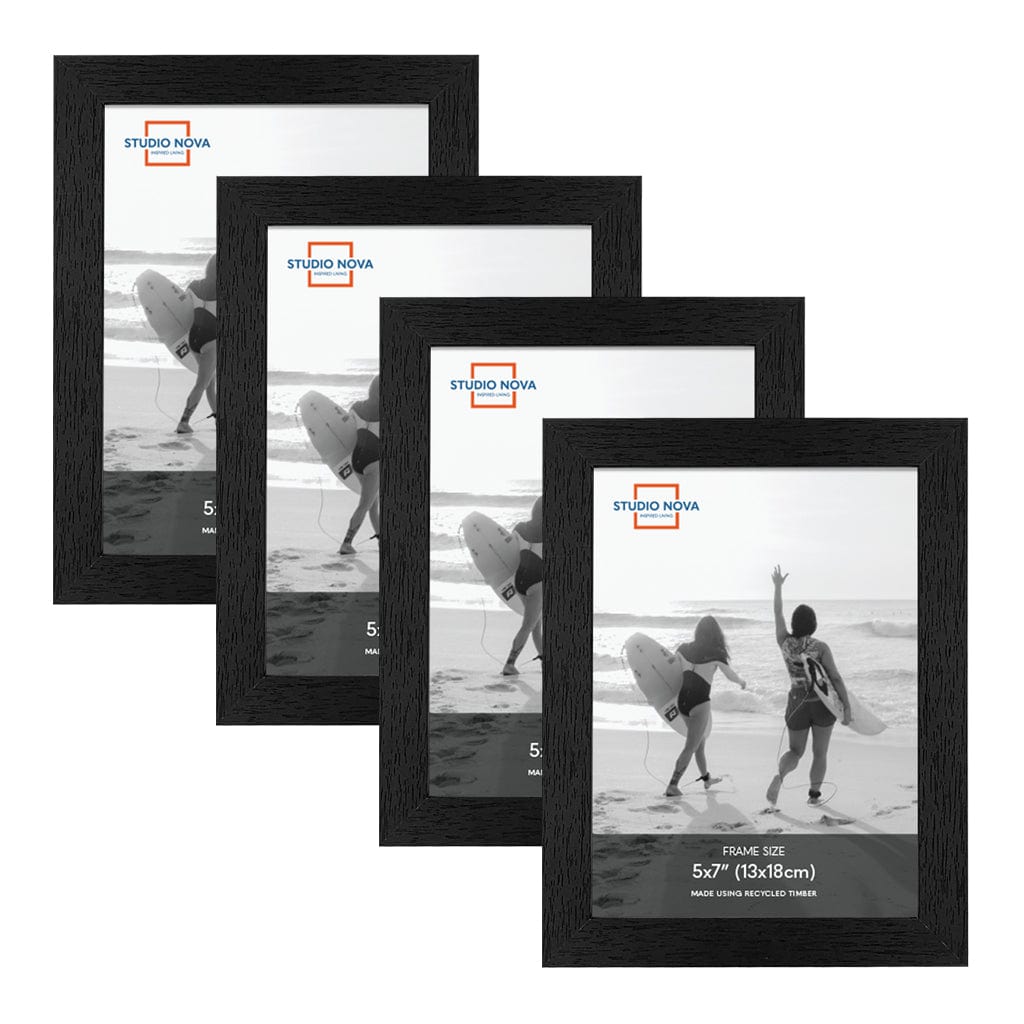 Studio Nova 5x7in Premium Wooden Black Photo Frame Set of 4 from our Studio Nova Home Basics Frame Bundles collection by Studio Nova