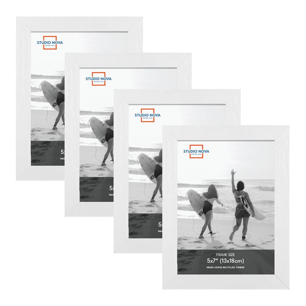 Studio Nova 5x7in Premium Wooden White Photo Frame Set of 4 from our Studio Nova Home Basics Frame Bundles collection by Studio Nova