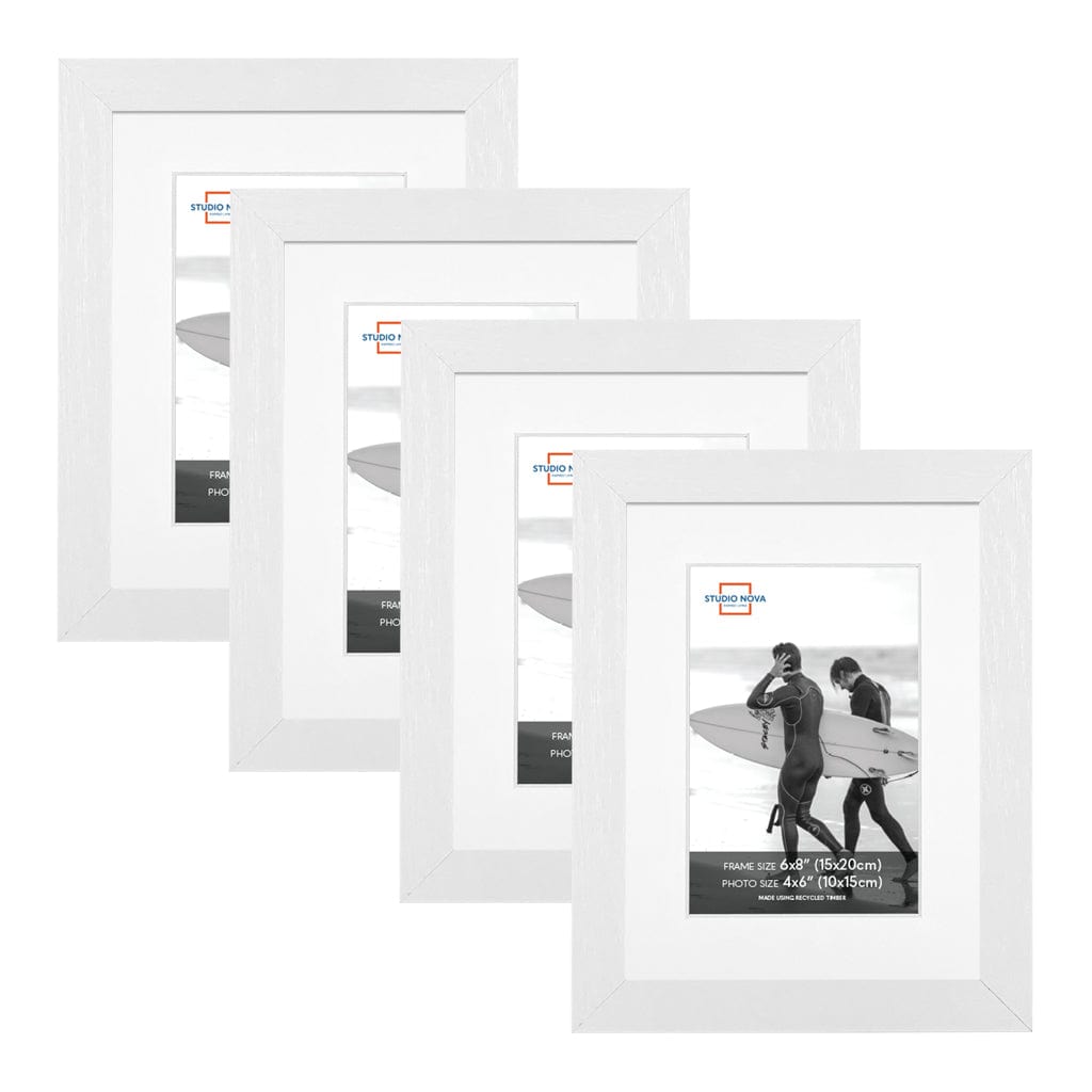 Studio Nova 6x8 to 4x6in Premium Wooden White Photo Frame Set of 4 from our Studio Nova Home Basics Frame Bundles collection by Studio Nova