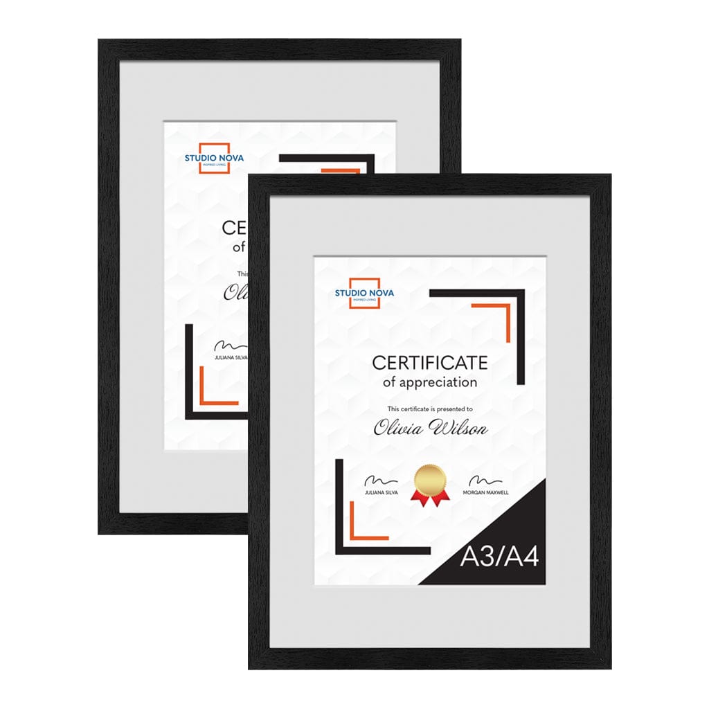 Studio Nova A3 to A4 Premium Wooden Black Picture Frame Set of 2 from our Studio Nova Home Basics Frame Bundles collection by Studio Nova