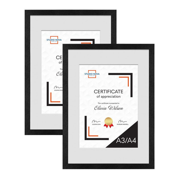 Studio Nova A3 to A4 Premium Wooden Black Picture Frame Set of 2 from our Studio Nova Home Basics Frame Bundles collection by Studio Nova