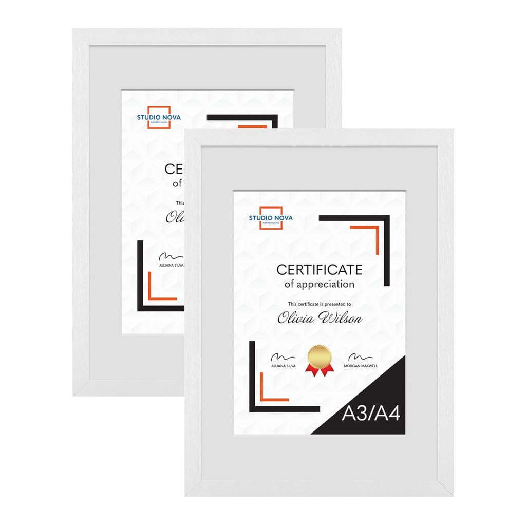 Studio Nova A3 to A4 Premium Wooden White Picture Frame Set of 2 from our Studio Nova Home Basics Frame Bundles collection by Studio Nova