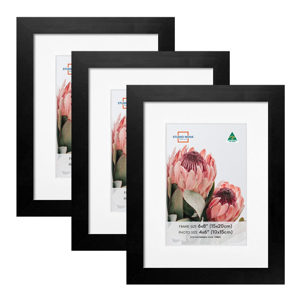 Studio Nova Australia 6x8/4x6 Frame Set Black (3pk) from our Australian Made Picture Frames collection by Studio Nova