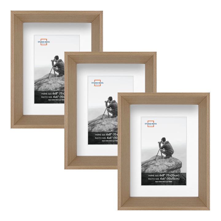 Studio Nova Mosman 6x8 to 4x6in Natural Oak Photo Box Frame Set of 3