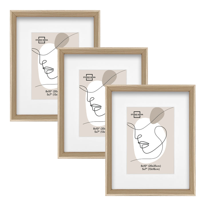 Studio Nova Bronte 8x10 to 5x7in Natural Oak Photo Box Frame Set of 3