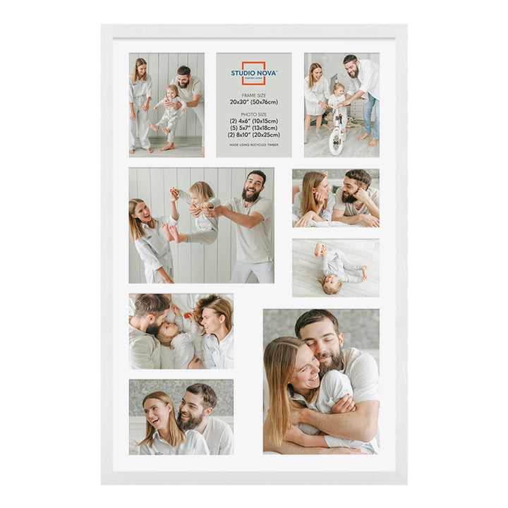 Studio Nova Premium Wooden White Collage Frame 20x30in (9 Photos)