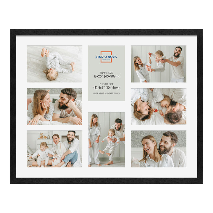 Studio Nova Premium Wooden Black Collage Frame 16x20in (8 Photos)