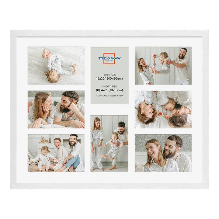 Studio Nova Premium Wooden White Collage Frame 16x20in (8 Photos)