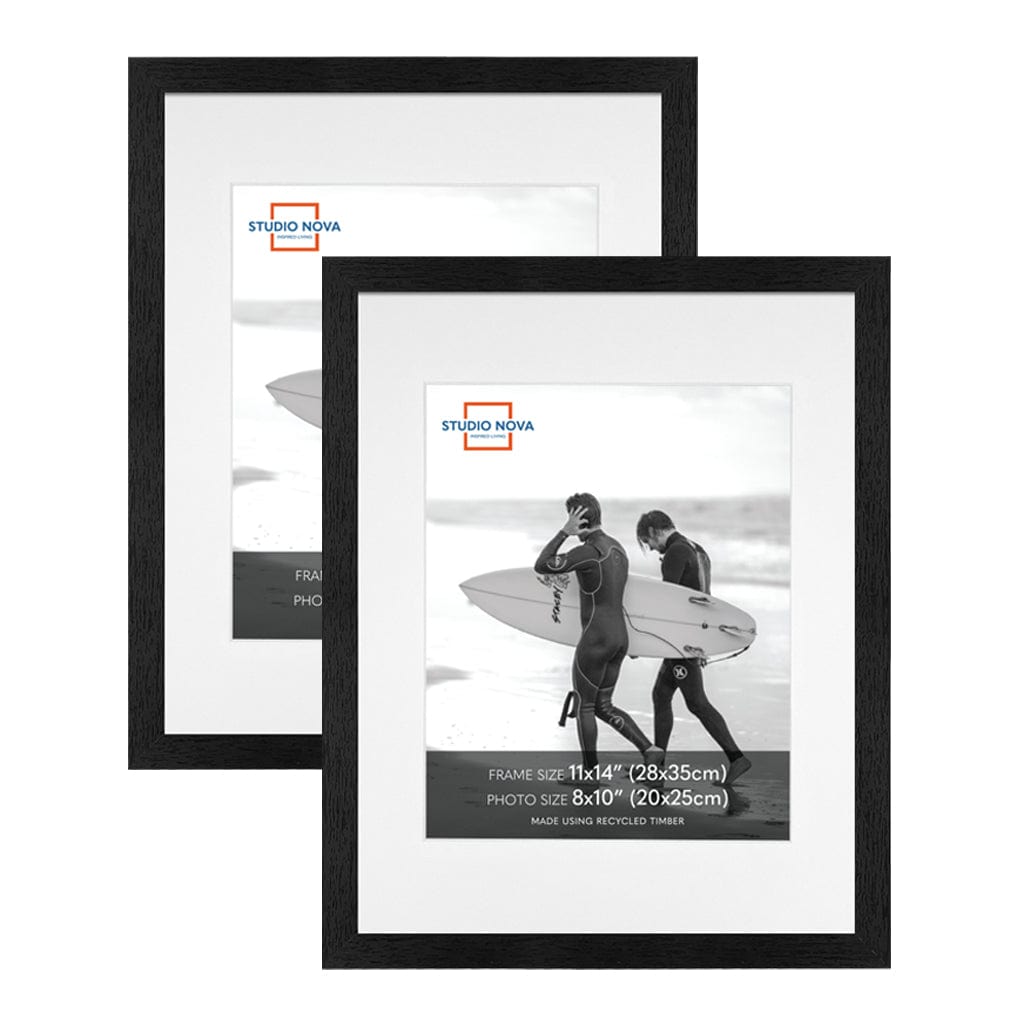 11x14 to 8x10in Premium Black Photo Frame Set of 2 | Studio Nova