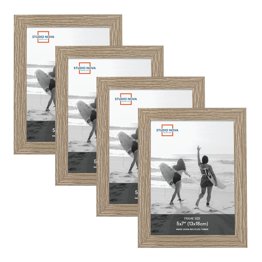 5x7in Premium Wooden Natural Photo Frame Set of 4 | Studio Nova