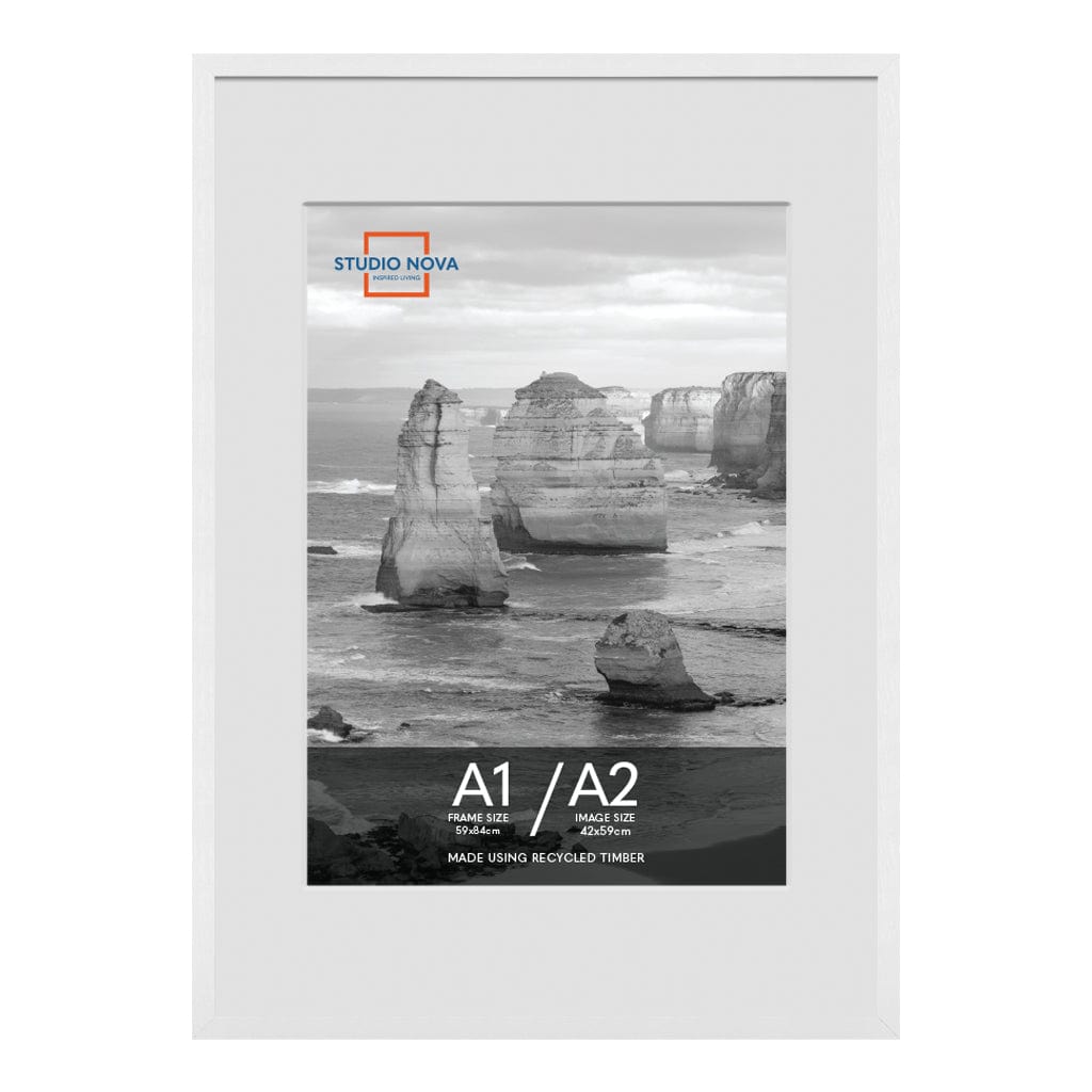 Studio Nova A1 to A2 Premium Wooden White Poster Frame from our Studio Nova Home Basics Picture Frames collection by Studio Nova