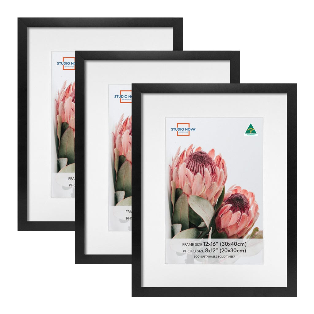 Studio Nova Australia 12x16/8x12 Frame Set Black (3pk) from our Australian Made Picture Frames collection by Studio Nova