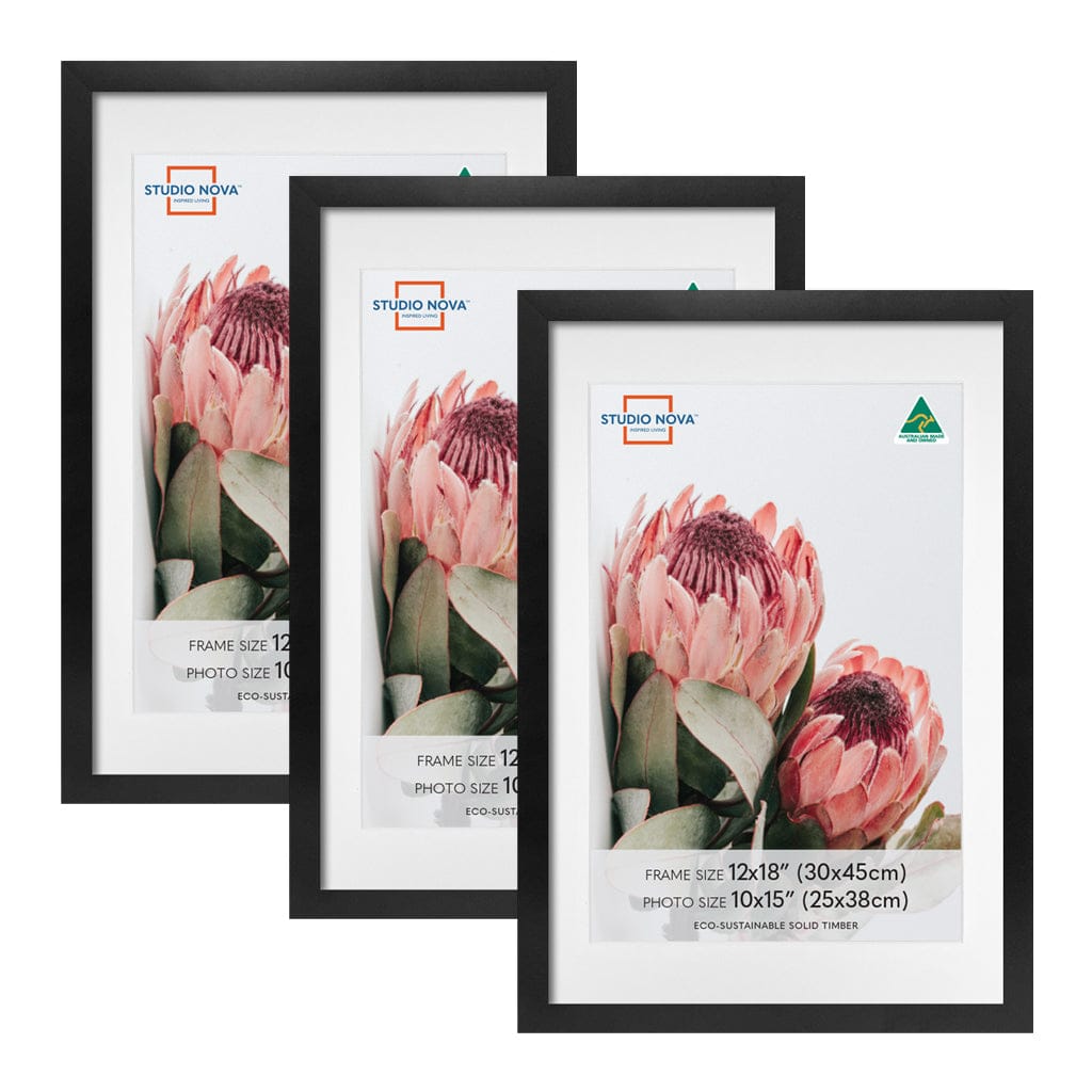 Studio Nova Australia 12x18/10x15 Frame Set Black (3pk) from our Australian Made Picture Frames collection by Studio Nova