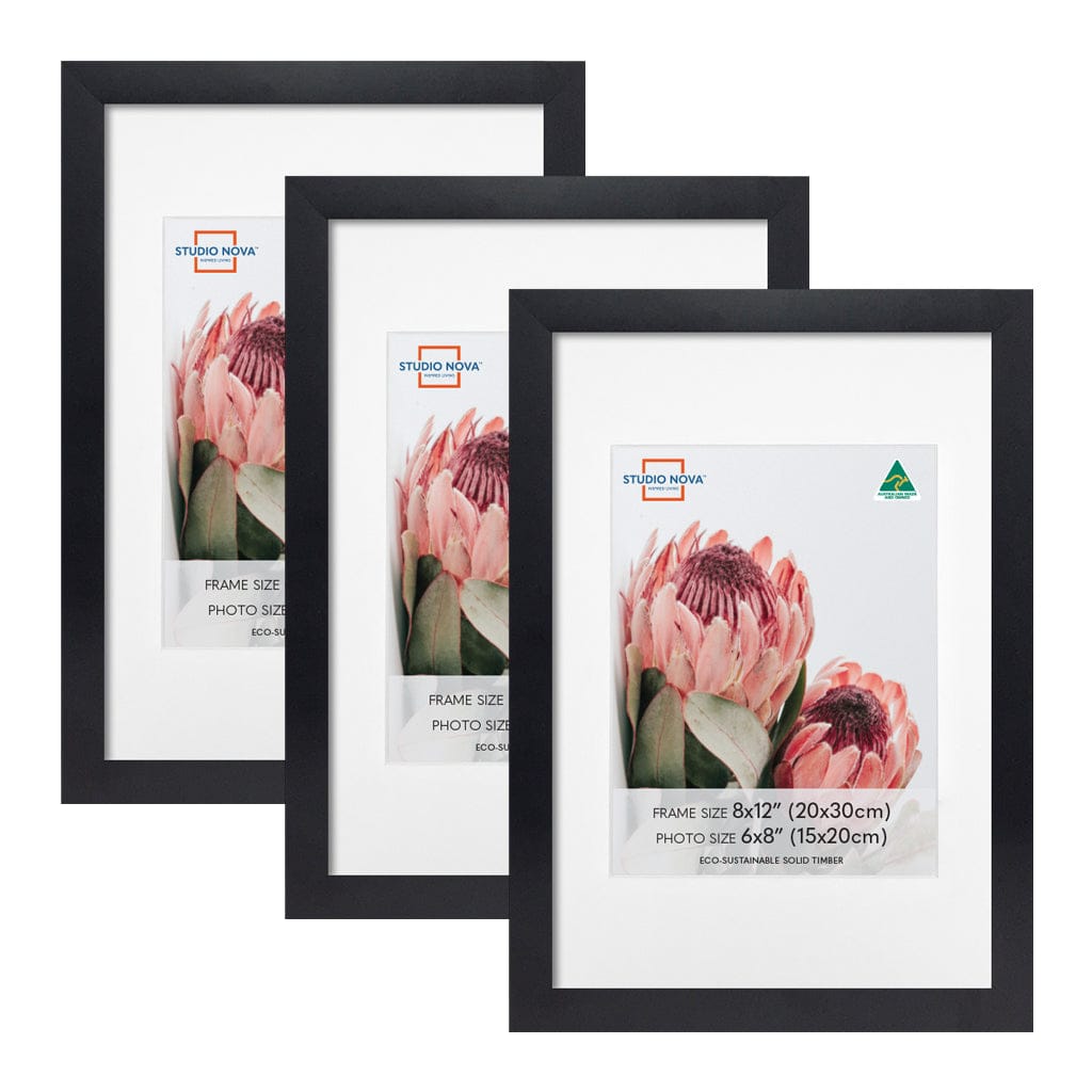 Studio Nova Australia 8x12/6x8 Frame Set Black (3pk) from our Australian Made Picture Frames collection by Studio Nova