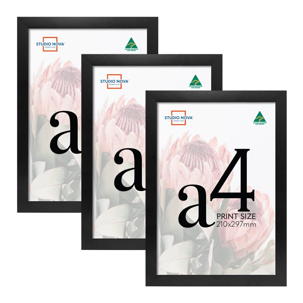 Studio Nova Australian Made A4 Certificate Frame Set Black (3pk) from our Studio Nova Australian Made Picture Frames collection by Studio Nova