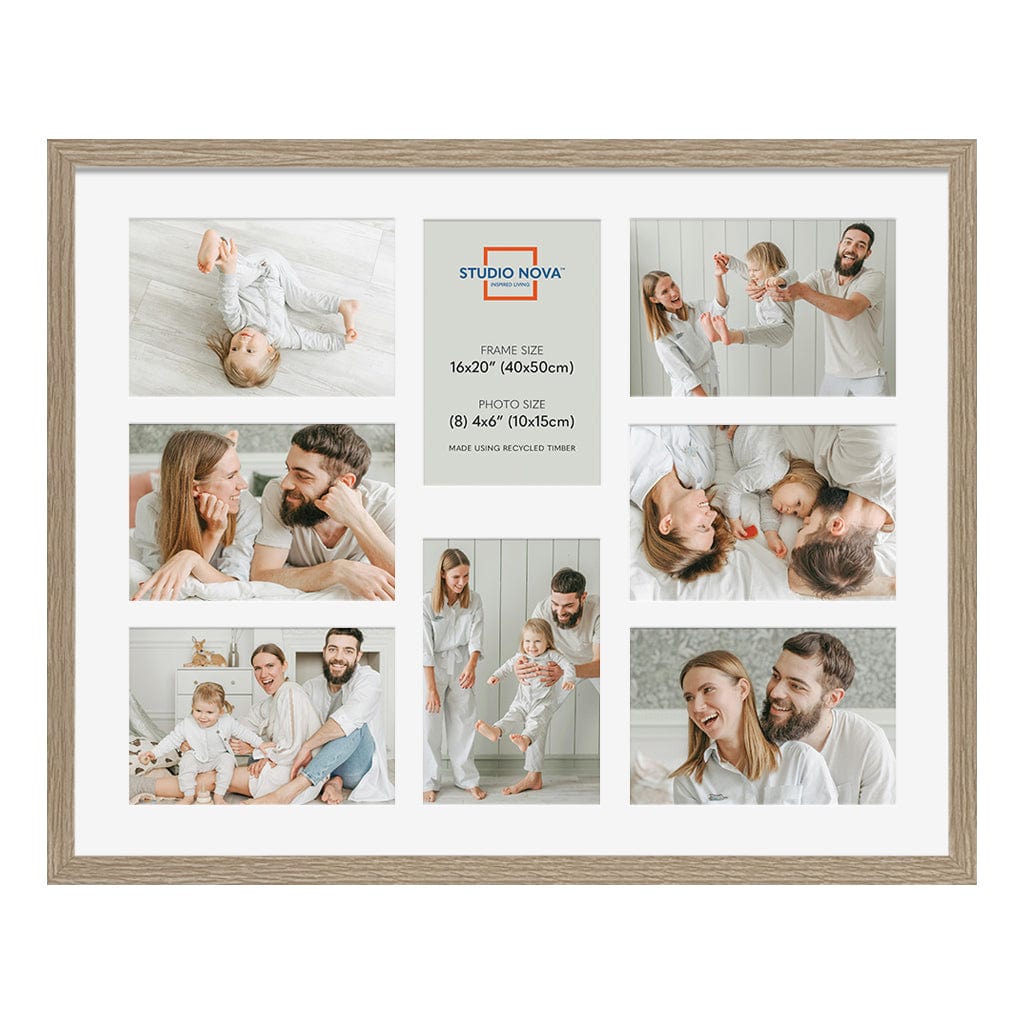 Studio Nova Premium Wooden Natural Collage Frame 16x20in (8 Photos) from our Studio Nova Home Basics Picture Frames collection by Studio Nova