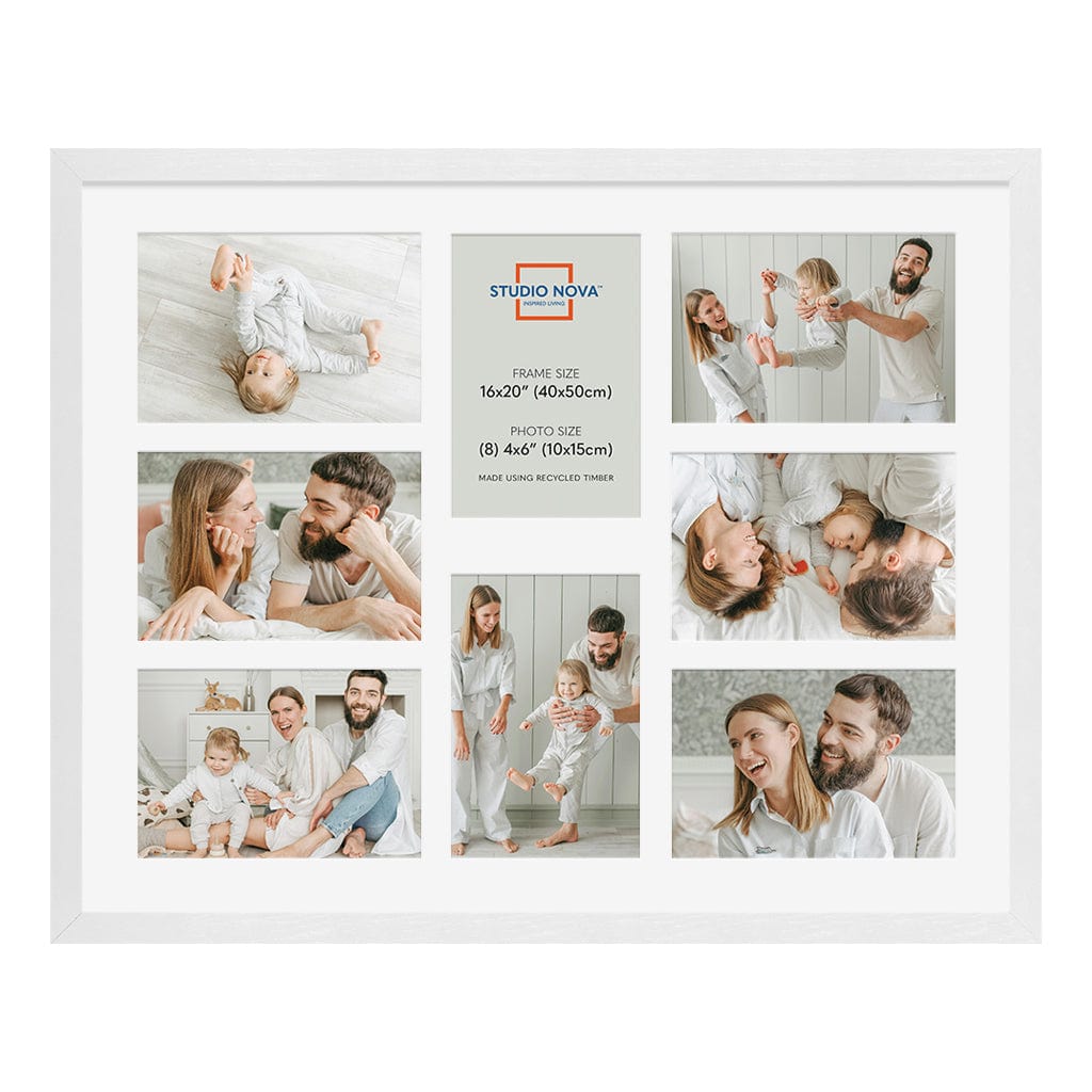 Studio Nova Premium Wooden White Collage Frame 16x20in (8 Photos) from our Studio Nova Home Basics Picture Frames collection by Studio Nova